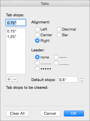options tab in 2016 word for mac